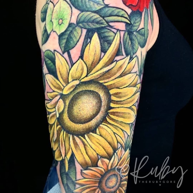 Vegan Sunflower Sleeve Tattoo